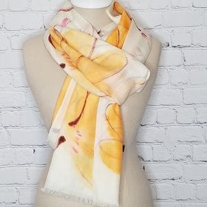 Scarf Wool 100% Floral Eyelash Hem  82" L x 28" W